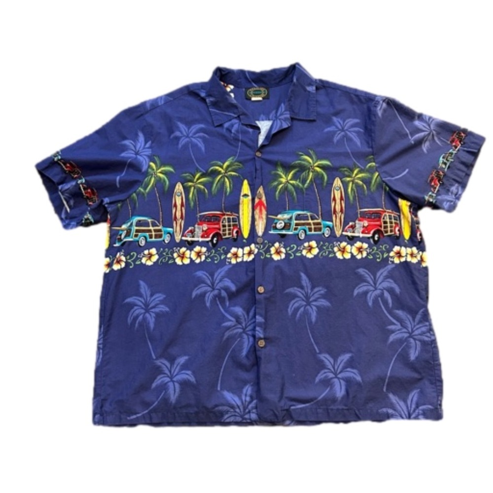 Hawaiian Reserve Collection Men’s Large Surfboard Pattern Button Up Shirt